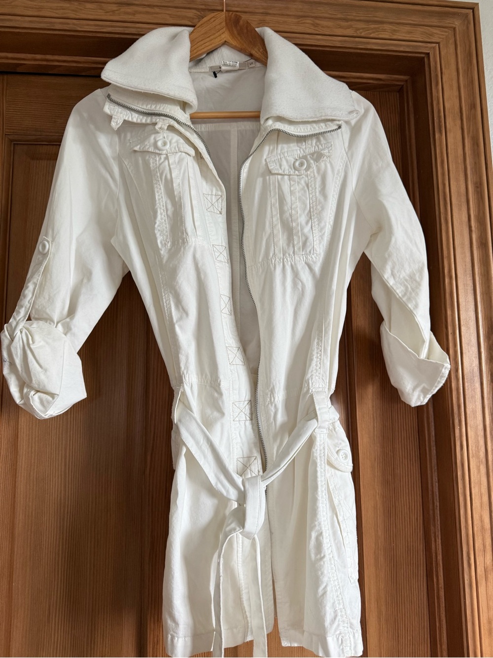 Women’s White Utility Jacket with Belt